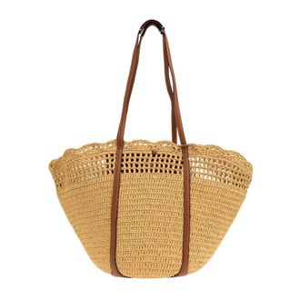 Ulla Johnson Tassen, Dames, Beige, ONE Size, Leer, Marina Raffia Tote