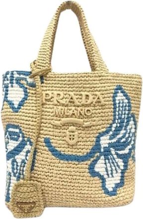 Prada Pre-owned Tote Bags, female, Beige, Size: ONE SIZE Pre-owned Raffia Tote