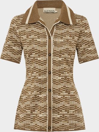 Alemais Stefanie Knit Button-Front Shirt