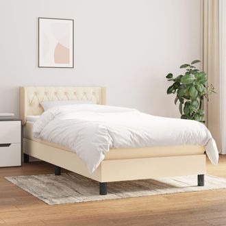 vidaXL Cama Box Spring Con Colch&oacute;n Tela Color Crema 100x200 Cm Vidaxl