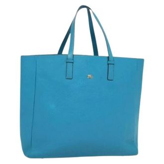 Burberry Pre-owned Tote Bags, female, Blue, Size: ONE SIZE Pre-owned Leather Tote