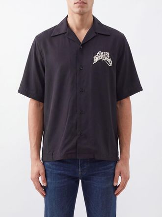 Amiri Camicia a maniche corte in modal con logo posteriore e collo cubano