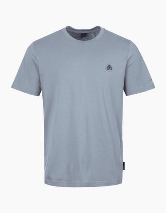 Moose Knuckles Mens Crescent Metal Logo Regular Fit Jet Stream Blue T-Shirt - Size: 38