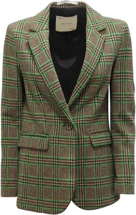 Emma & Gaia 22S766 Glen Check Jacket - Dames - Blazers - Groen - XS - Wol - Jassen