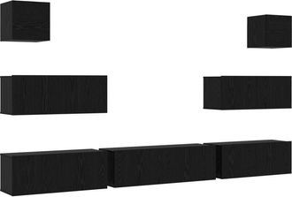 vidaXL Vidaxl - 7 Piece tv Cabinet Set Wall-mounted Black Oak Engineered Wood