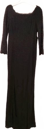 Adrianna Papell Womens Floral Lace Long-Sleeve Maxi Dress In Black