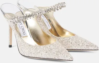 Jimmy Choo London Bing 100 embellished glitter mules