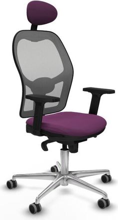 Piqueras y Crespo Piqueras Y Crespo - Jorquera Sincro Malla Gris Similpiel Morado Brazos 2d Base Aluminio Cabecero Fijo Ruedas 65mm Engomada