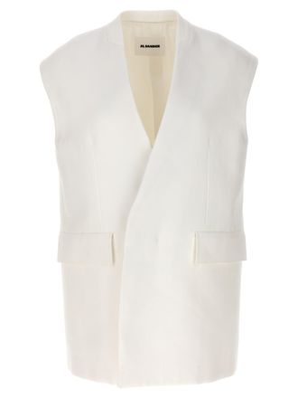 Jil Sander Oversize Tailored Vest Gilet Bianco-Donna