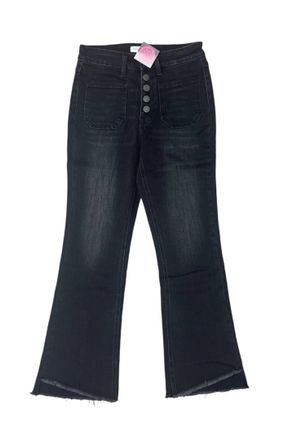 Flying Monkey Patch Pocket Step Hem Flare Jean In Black