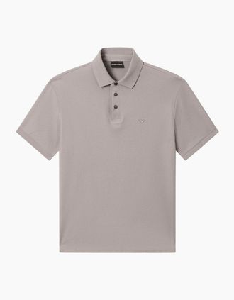 Emporio Armani Mens Pique Cotton Regular Fit Brown Polo Shirt - Grey - Size: 36