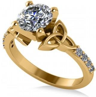 Allurez Round Diamond Celtic Knot Engagement Ring 14K Yellow Gold 1.50ct