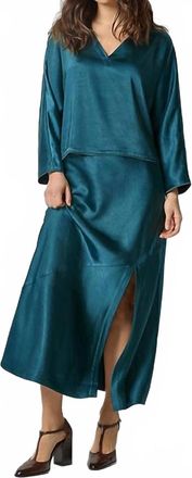 Lilla P Satin Slit Front Skirt In Neptune