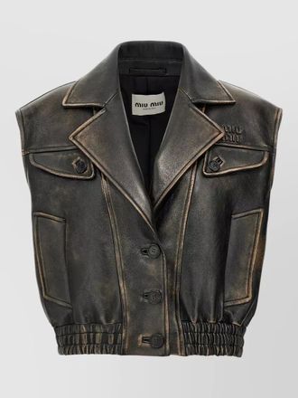Miu Miu leather padded logo vest