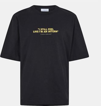 Off-white Mens Regular Fit Lettering Crew Neck T-Shirt - Black - Size: 36