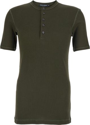 Dolce & Gabbana Serafino Katoenen T-shirt - Heren - T-shirts - Groen - M - Katoen - Tops