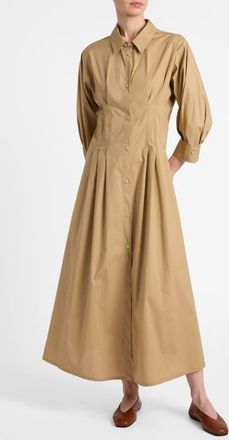 Santorelli Miley Midi Shirt Dress in Cotton Stretch in Chai at Nordstrom, Size X-Large