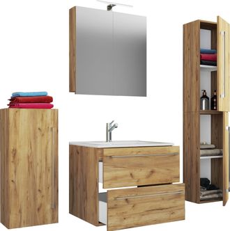 ebuy24 Ebuy24 - Vcm 5pcs Set 1 Lavabo Con Dos Cajones, 1 Gabinete De Espejo, 1 Lavabo, 1 Midischrank, 1 Gabinete Alto Lavabo De Cer&aacute;mica Gabinete Inferior Co