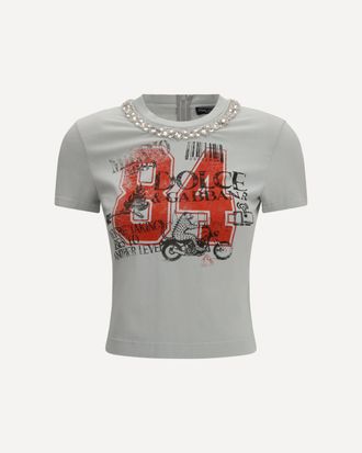 Dolce & Gabbana T-shirt in jersey con stampa e cristalli Woman 44