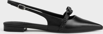 Charles & Keith Kaleen Woven-Bow Slingback Flats