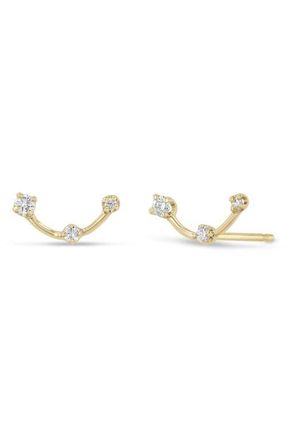 Zo&euml; Chicco 14K Gold Diamond Curved Stud Earrings in 14K Yellow Gold at Nordstrom
