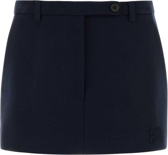 Miu Miu Navy Stretch Jersey Mini Skirt