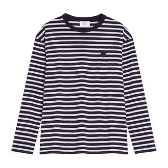 Maison Kitsuné Striped Cotton Jumper with Logo Patch