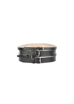 Alexander McQueen black leather multi-buckle waist belt 70