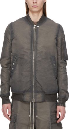 Rick Owens Classic Flight Bomber Jacket With Structured Design