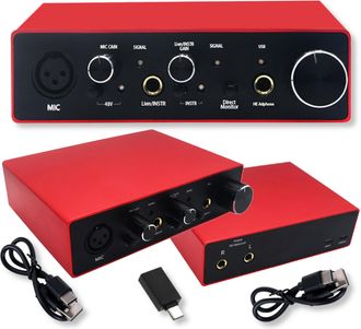 OEM Interfaz De Audio Usb X2 Tarjeta De M&uacute;sica 16 Bits 48 V 23 Db 2 V Rms Sonido De Guitarra