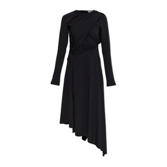 Victoria Beckham Midi Dresses, female, Black, Size: 2XS Asymmetrical Draped Dress
