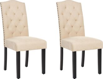 Beliani Beliani - Conjunto De 2 Sillas De Comedor Tapizadas En Terciopelo Beige Dise&ntilde;o Retro Moderno Patas De Madera Negras Shirley