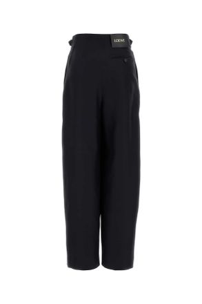 Loewe Womens Trousers Navy Wool Silk