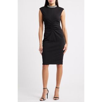 Eliza J Ruched Bodycon Dress in Black at Nordstrom Rack, Size 10