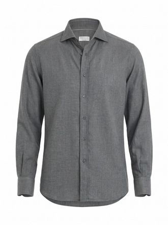 Brunello Cucinelli Flannel Chevron Shirt In Stretch Cotton