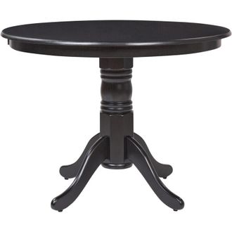 Beliani Mesa De Comedor Redonda Vintage Con Pedestal De Madera Negro 100 Cm Akron
