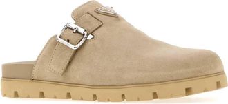Prada Mens Sand Suede Slippers Deserto Flat Shoes