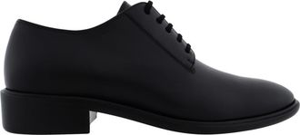 Ferragamo Black Leather Derby Shoes, Size 7 C