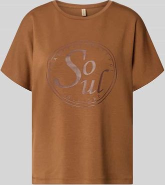 Soyaconcept T-Shirt mit Statement-Print Modell BANU in Hellbraun, Gr&ouml;&szlig;e XXL