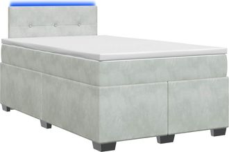 vidaXL Cama Con Base Tapizada, Colch&oacute;n Y Luz Led Gris Claro Vidaxl