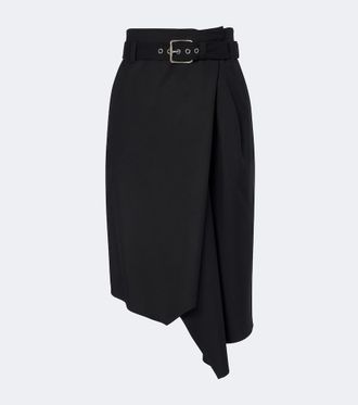 Loewe Falda midi de lana drapeada con cintur&oacute;n