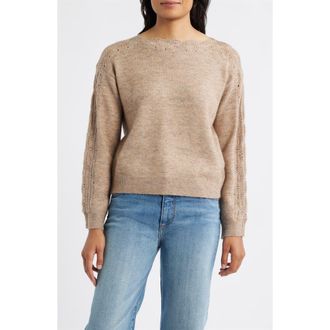 Wit & Wisdom Boat Neck Sweater in Heather Oatmeal at Nordstrom Rack, Size Large
