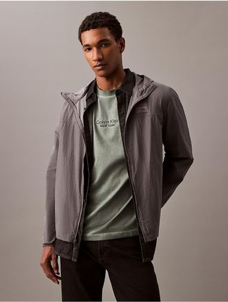 Calvin Klein Mens Nylon Windbreaker Jacket - Grey - XS