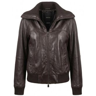 Pinko Bluma Bomber - female - PINKO - Leather Jackets - Brown - M - Jackets