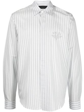 Amiri logo-embroidered striped shirt - men - Viscose/Modal/Cotton - 50 - White