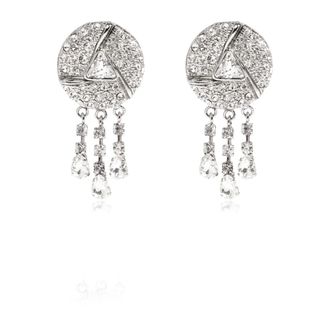 Alessandra Rich Earrings, female, Gray, Size: ONE SIZE Crystal Clip-On Earrings