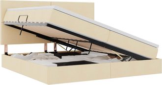vidaXL Cama De Almacenamiento Led Con Colch&oacute;n Crema 200 X 200 Cm Tela Vidaxl