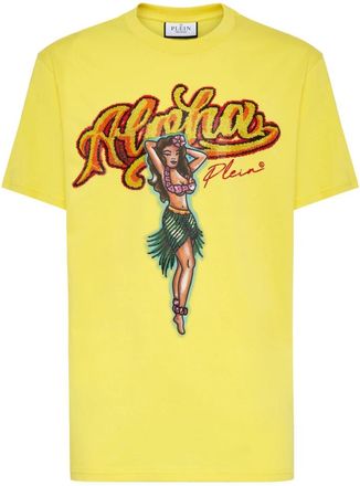 Philipp Plein T-Shirt Round Neck SS Hawaii - Heren - T-shirts - Geel - 3XL - Katoen - Tops