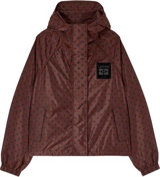 Ganni Jack in Bedrukt Nylon - Dames - Zomerjassen - Bruin - Xs/S - Nylon - Jassen