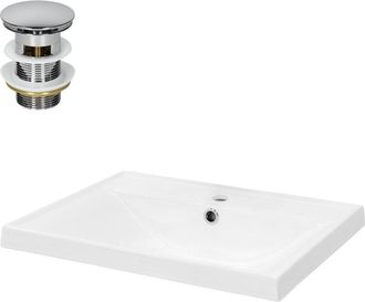 ML Design Lavabo blanco rectangular encastrable de cerámica